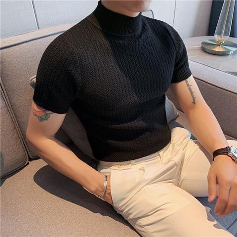 Mens short hot sale sleeve turtleneck