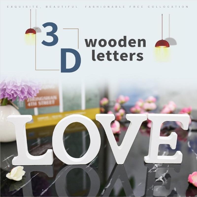 Modern White English 27 Letters Ornaments Wooden Alphabet Wedding Home Accessories Decoration