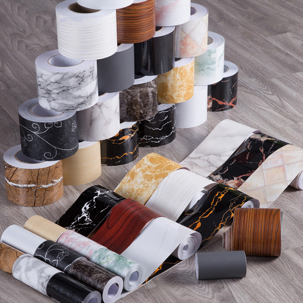 Home Decor Skirting Line Self-adhesive Vinyl Decals Waist Line Wallpaper Marble Wall Border Stickers Baseboard
