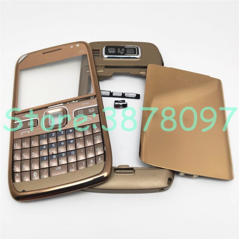 For Nokia E72 Housing Front Faceplate Frame Cover Case+Back Cover/Battery Door Cover+Keypad+Logo