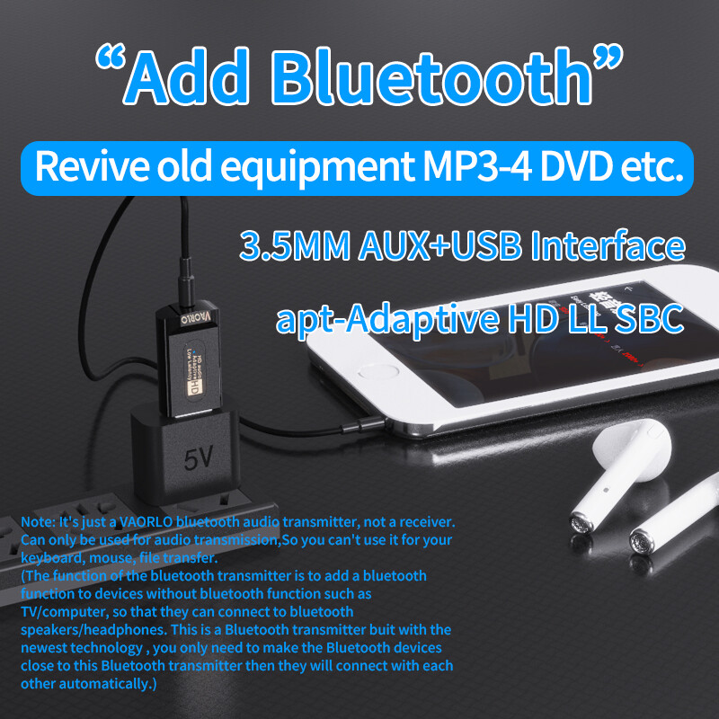VAORLO Bộ Phát Âm Thanh Qualcomm Bluetooth 5.2 Chính Hãng Bộ Chuyển Đổi USB Không Dây 16Bit/24Bit QCC3040 AptX/Aptx-LL/Apt-HD/Aptx Hỗ Trợ Gọi Điện