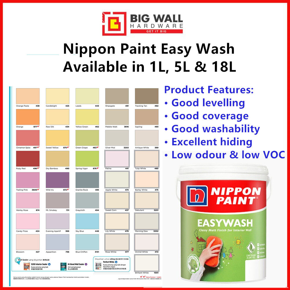 Nippon Vinilex Easywash 1/5/18L Top Coat Environmental Friendly