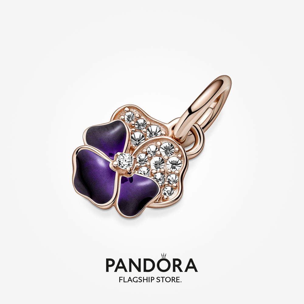 2022 New Pandoras Original 14K Rose Gold Plated Deep Purple Pansy