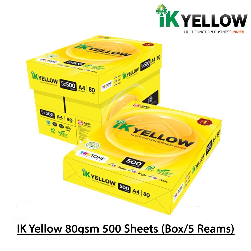 IK Yellow A4 Paper 80gsm 500 Sheets/Ream, 5 Reams/Box - Photostat ...