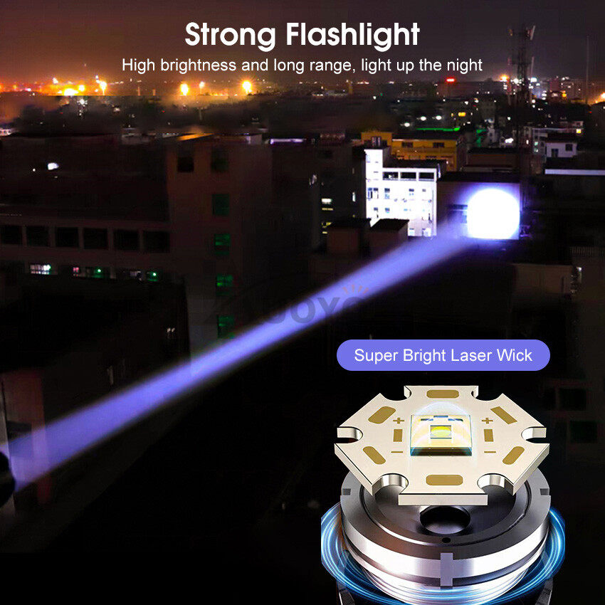 Auoyo Đèn Pin Đèn pin công suất lớn siêu sáng đèn pin dùng điện Kính thiên văn Đèn pin Focus đèn bên Đèn làm việc COB ngoài trời gia đình tiện lợi phiêu lưu cắm trại đèn khẩn cấp