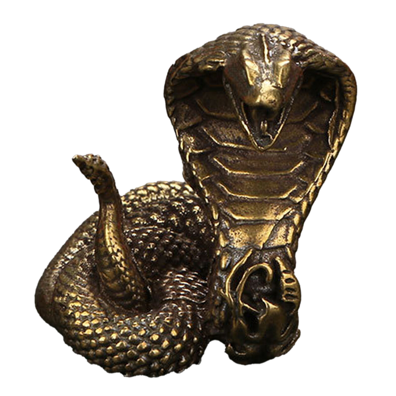 venicenight Cobra Statue Ornament Zodiac Snake Miniature Figurines Copper Desktop Craft