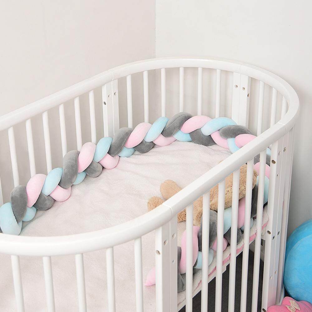 6.56ft Baby Braided Crib Bumper Long Baby Nursery Cushion Knot Soft