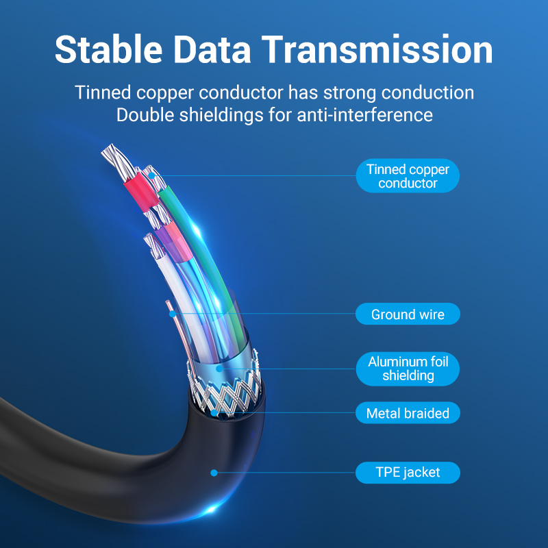 Vention Type C to Micro USB 3.0 Cable 5Gbps Fast Data Transfer USB Male C to Micro Male B Cable 1 Meter for Mobile Western Seagate Toshiba Canvio Hard Drive HDD SDD Type C Micro B Cable