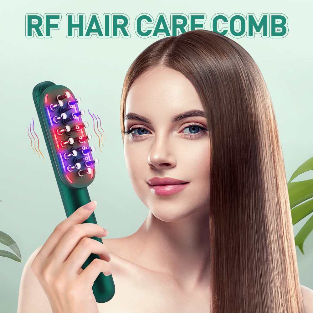 PASTSKY Electric Massage Comb RF Infrared Ray Growth Anti Hair Loss Hair Brush for Hair Growth Care Head Massage Comb LED Colored Light Radio Frequency Hot Compress Scalp Care Hair Care Therapy