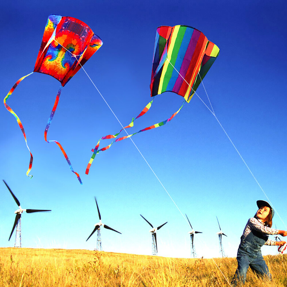 Outdoor Colorful Parafoil Long Tail Flying Kite with 30m Line Children Kids Toy