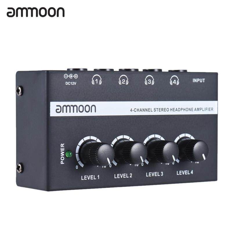 ammoon HA400 Ultra-compact 4 Channels Mini Audio Stereo Headphone Amplifier with Power Adapter