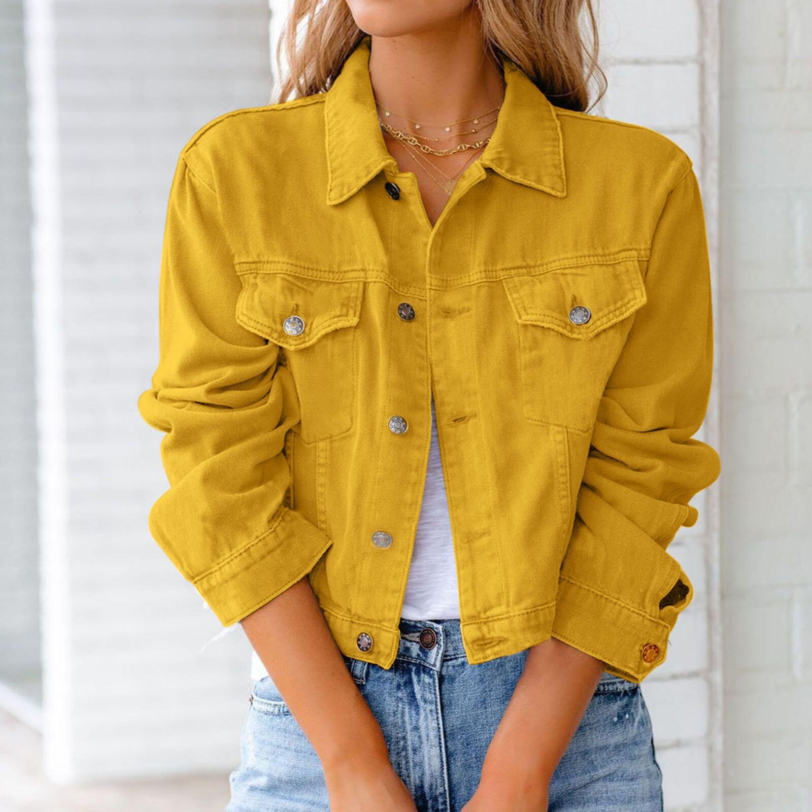 yellow top denim jacket