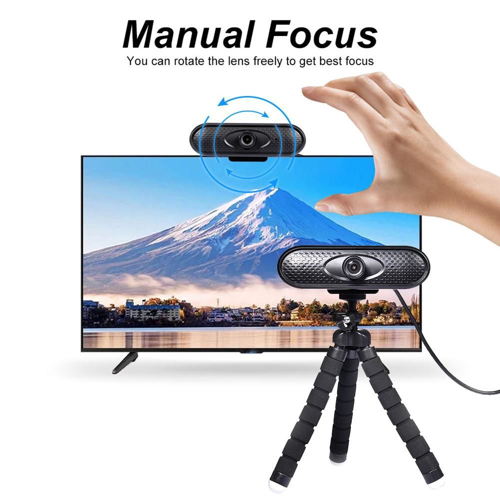 BOKEWU USB Computer Webcam Full HD 1080P Web Camera Digital Web Cam With Micphone For Laptop PC Tablet Rotatable Camera