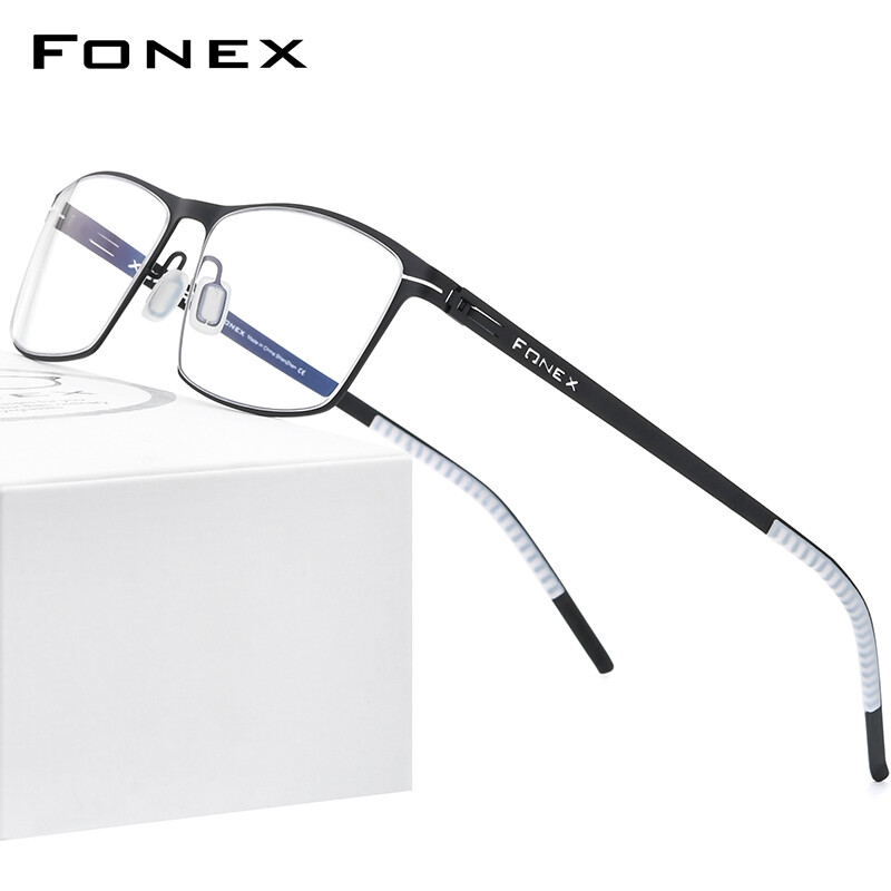 FONEX Alloy Glasses Frame Men Square Optical Eyeglasses 2020 New Male Full Korean Style Rectangle Stylish Teenager Screwless Eyewear 993