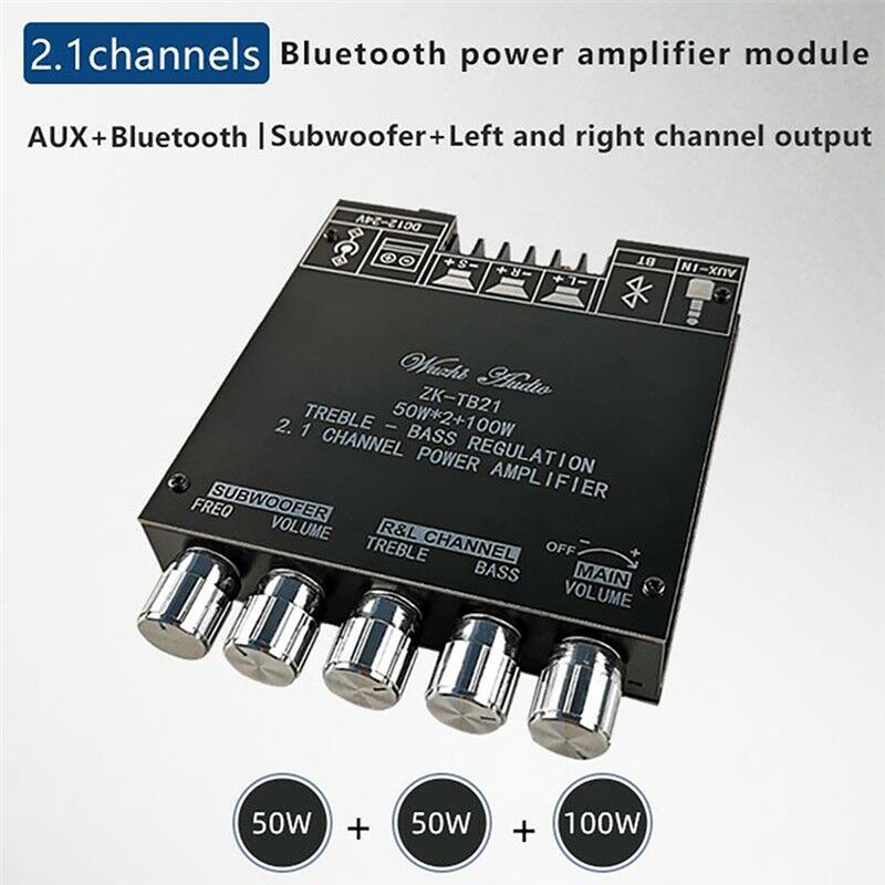 Zk-tb21 bluetooth 5.0 subwoofer amplifier board 50wx2+100w 2.1 channel power audio stereo amplifier board bass amp