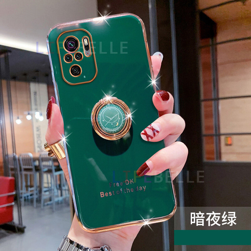 Ốp Lưng LIFEBELLE Dành Cho Xiaomi Redmi Note 10S / Redmi Note 10 4G Ốp Lưng + Giá Đỡ Nhẫn Đeo Ngón Tay, Ốp Điện Thoại Viền Mạ Siêu Mỏng Sáng Bóng Sang Trọng Ốp Lưng Silicon TPU Mềm Ốp Bảo Vệ Chống Sốc Cao Cấp