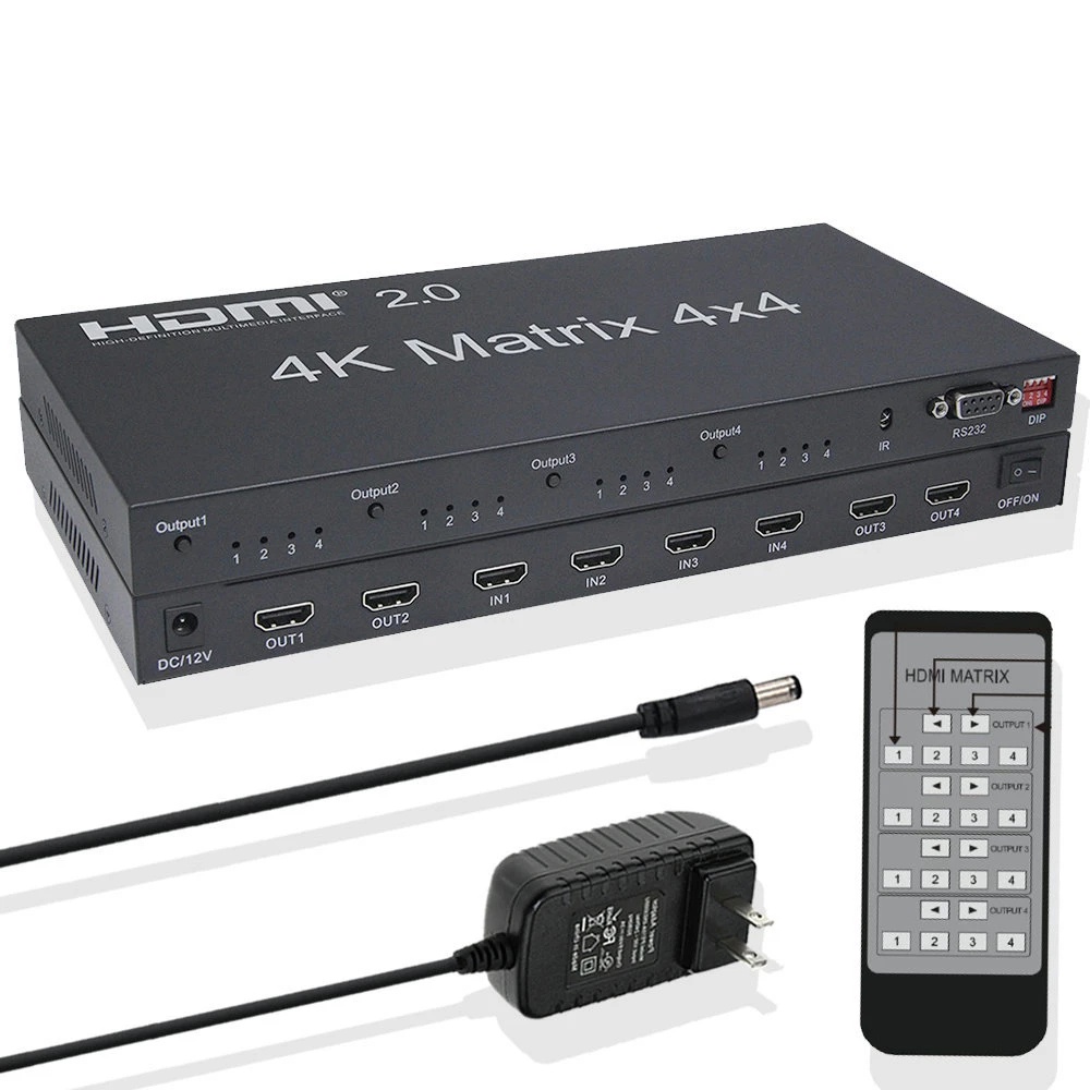 Hdr Matrix 4K 60Hz HDMI 2.0 Ture Matrix 4X4 HDR 18Gbps HDMI Matrix Conmutador ...