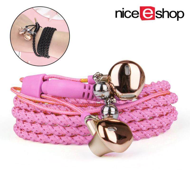 niceEshop Braided Bracelet Earphone Wearable Wired In-Ear Earbuds Stereo Bass Noise Cancelling Headphones Gym Sports Headsets with Microphone Singapore