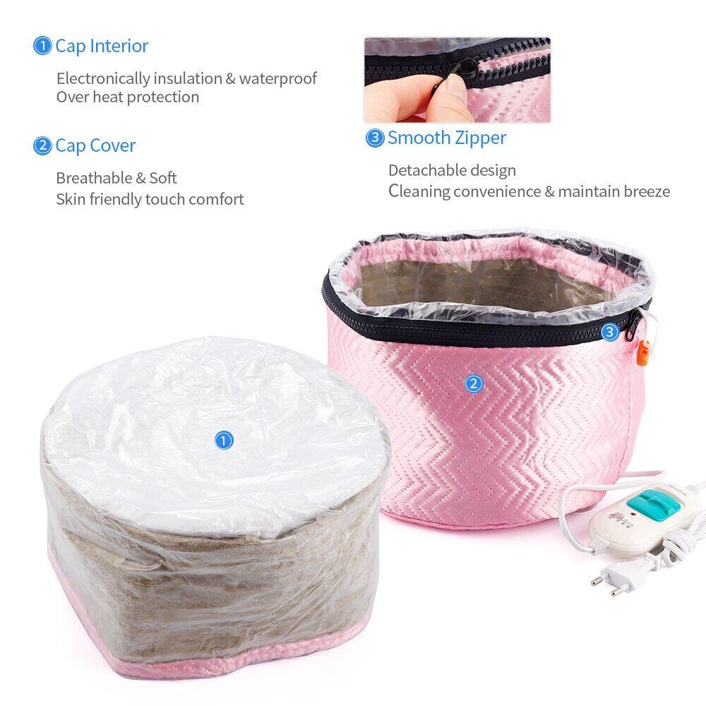 Hengfa Lina Thermal Treatment Hair Cap Heating Hair Steamer 220V Care Accessories Bonnets for Women Hair Dryer Home Spa Salon Styling