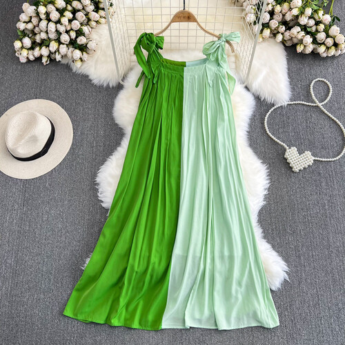 Hawaiian Strap Dress Loose Beach Vacation Beach Dress Long Dress Women's Off Shoulder Chiffon Dress