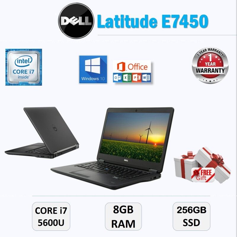 Dell Latitude E7450 CORE i7 5600U / 8GB RAM / 256GB SSD / 14 inches Screen / Windows 10 Pro / Free Gift / Refurbished NoteBook / CORE i7 Laptop Malaysia