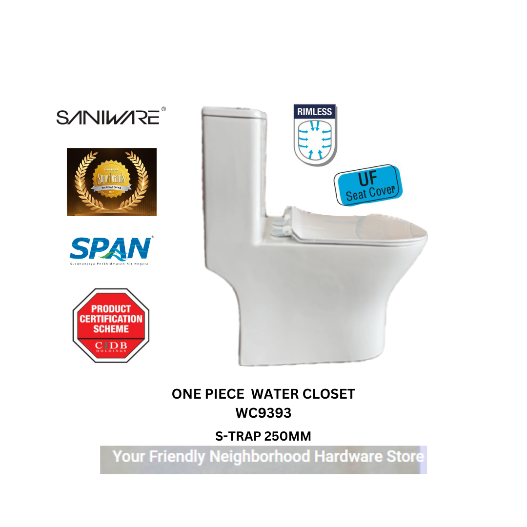 WC9393 SANIWARE ONE PIECE WATER CLOSET RIMLESS STRAP 250MM (WHITE,GOLD