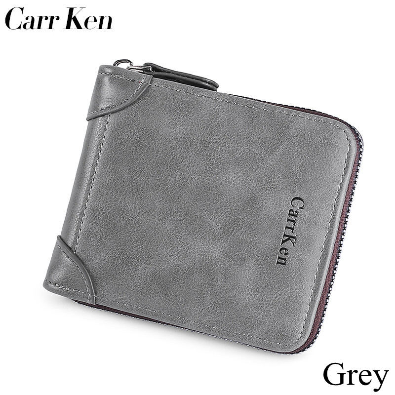 CarrKen 2022 Men's Leather Wallet Zipper Small Multi-card zipper bag Purse Card Holder Man Coin Purse Man Money Bag