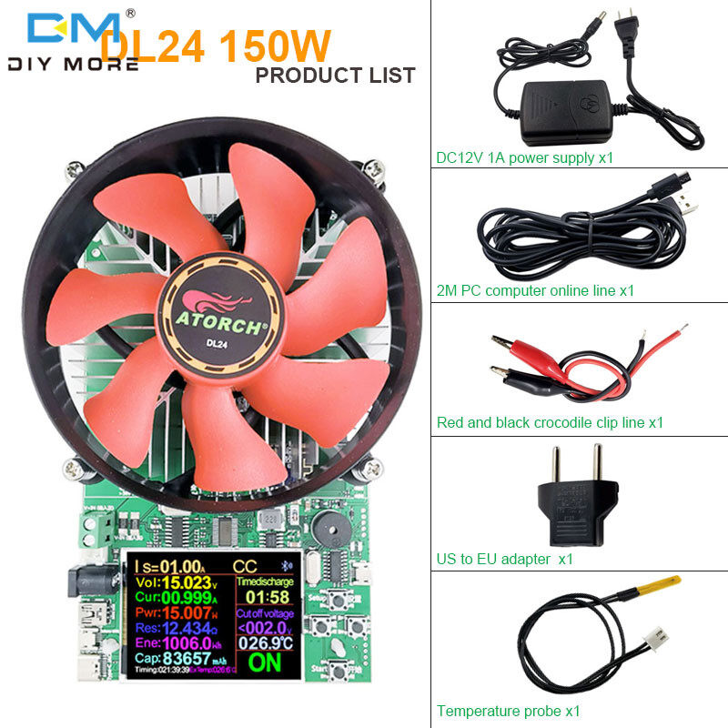 diymore DL24/DL24P 150W/180W CNC điều chỉnh hiện tại xả tải lão hóa Tester Màn hình LCD DC USB điện áp hiện tại Tester