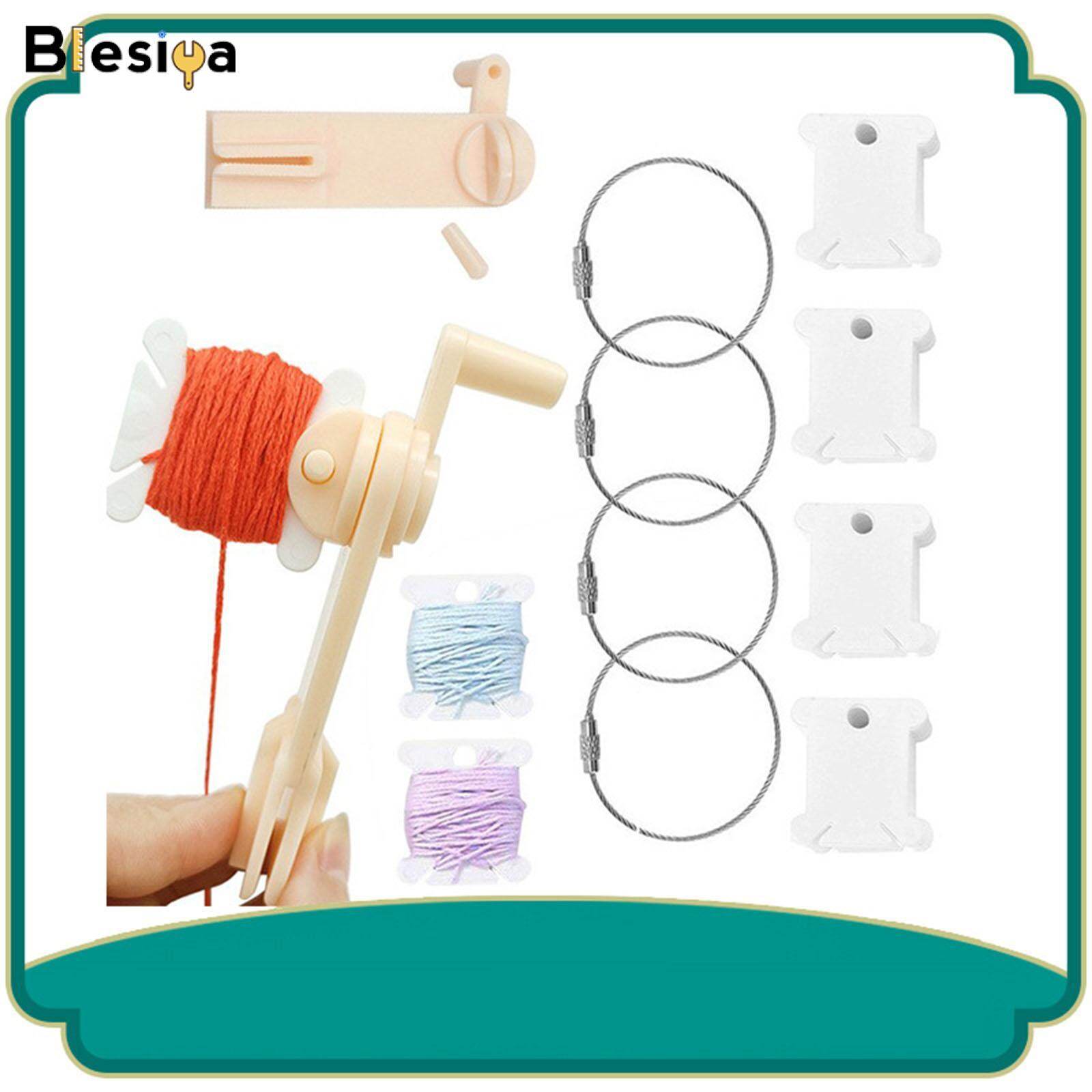 Blesiya 120x Plastic Floss Bobbins with Bobbin Winder Thread Cards for Cross Stitch