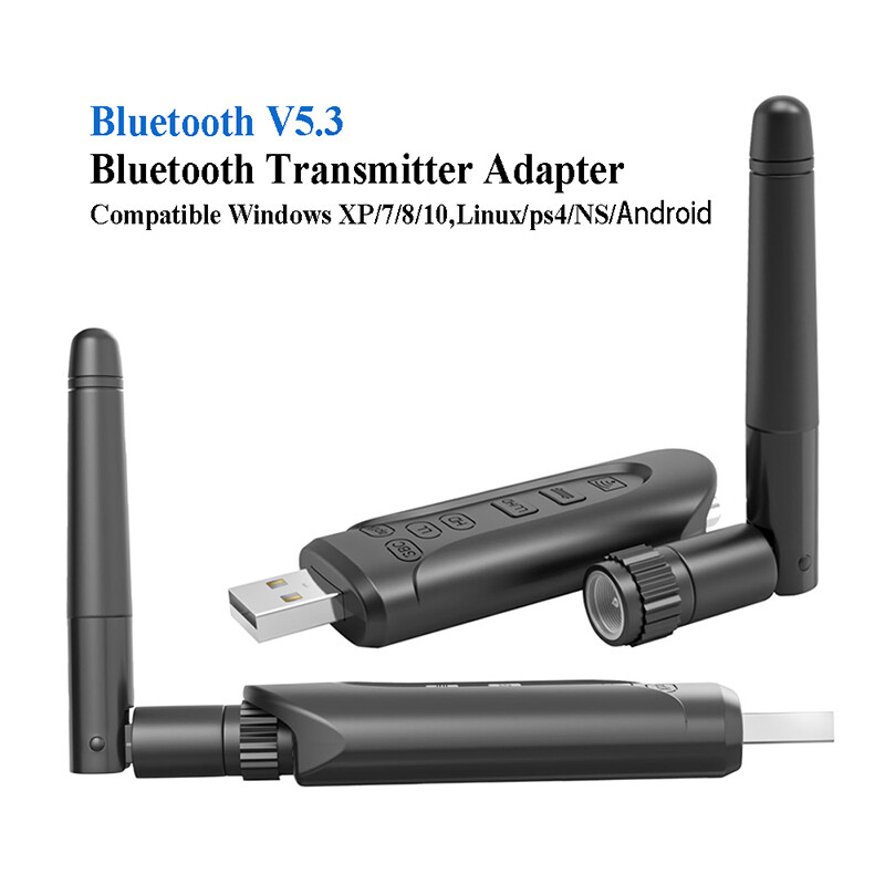 VAORLO Bộ Chuyển Đổi USB Bluetooth Qualcomm QCC3056 Bộ Phát Âm Thanh Không Dây BT 5.3 Bộ Chuyển Đổi Máy Tính Độ Trễ Thấp Có Mic 3.5Mm AUX RAC AptX HD LL Thích Ứng Cho Máy Vi Tính T V