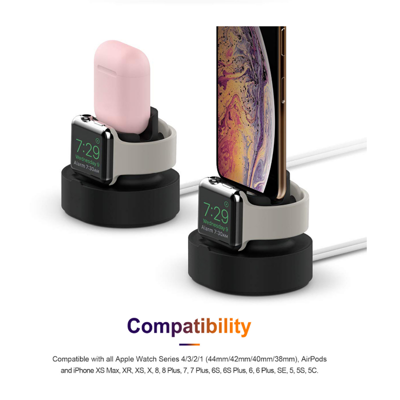 3 In 1 Silicone Charging Dock for AirPods Case Charger Apple Smart Watch Apple IPhone Suitable for Airpods Watch IPhone Series Dock Stand
