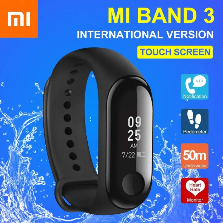 original xiaomi mi band 3 smart watch oled display heart rate monitor bracelet international version