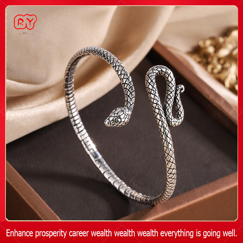 RY-Thai Handmade Silver Snake Bracelet original design Genuine 925 Silver Surpent Bracelet Vintage Sterling Silver Snake Bracelet Jewelry Gift