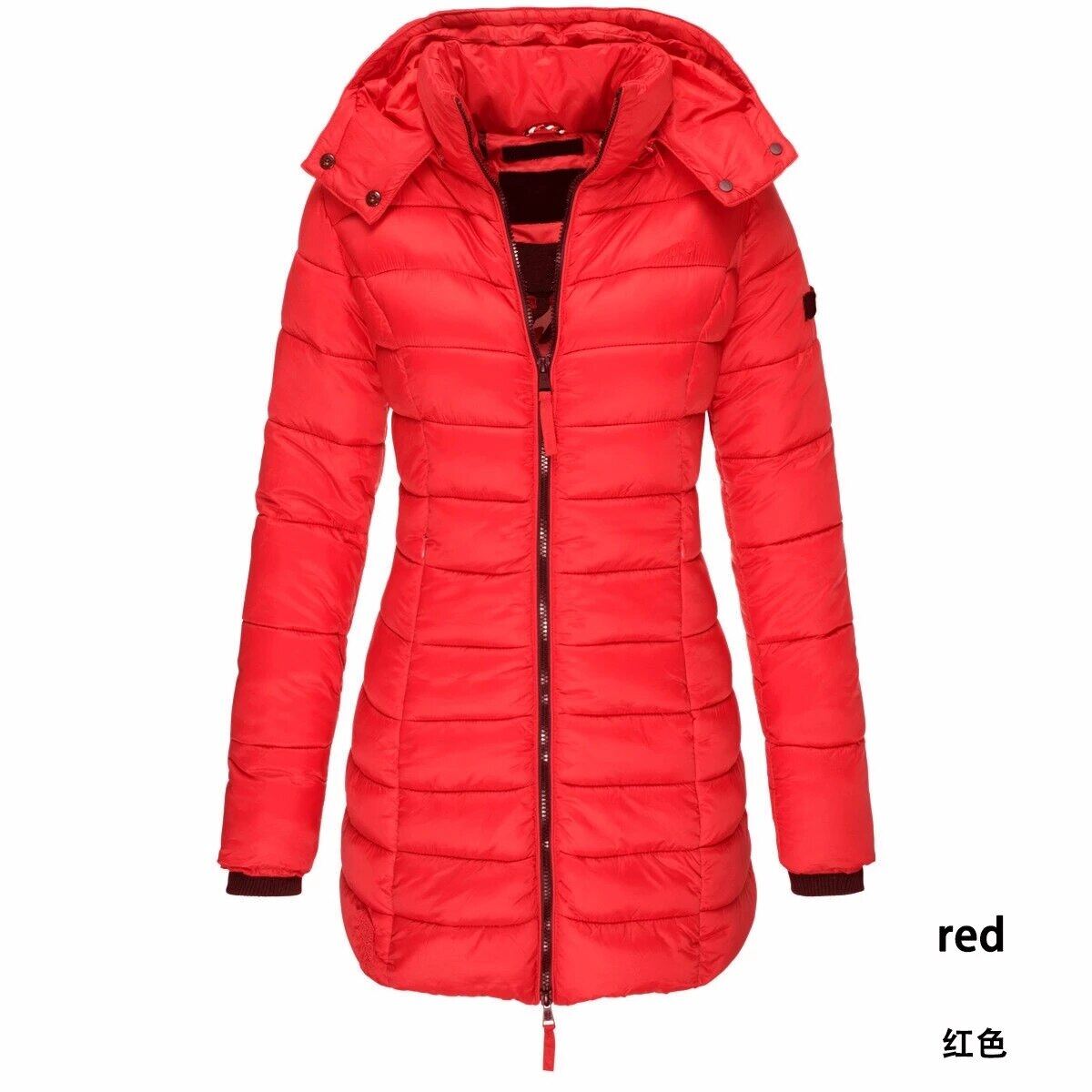 womens long red down coat