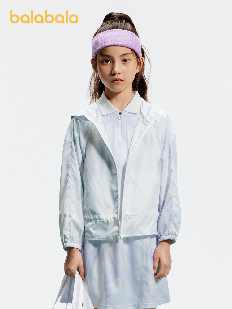 Balabala Girls' Outerwear Summer Sun Protection Clothes Children 2024 New Breathable Top Smudge Sports