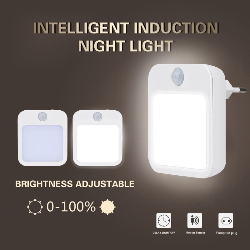 【JING】 Motion Sensor LED Night Lights EU Plug Dimmable Cabinet Light For Baby Bedside Bedroom Corridor Wireless Night Lamp Lighting