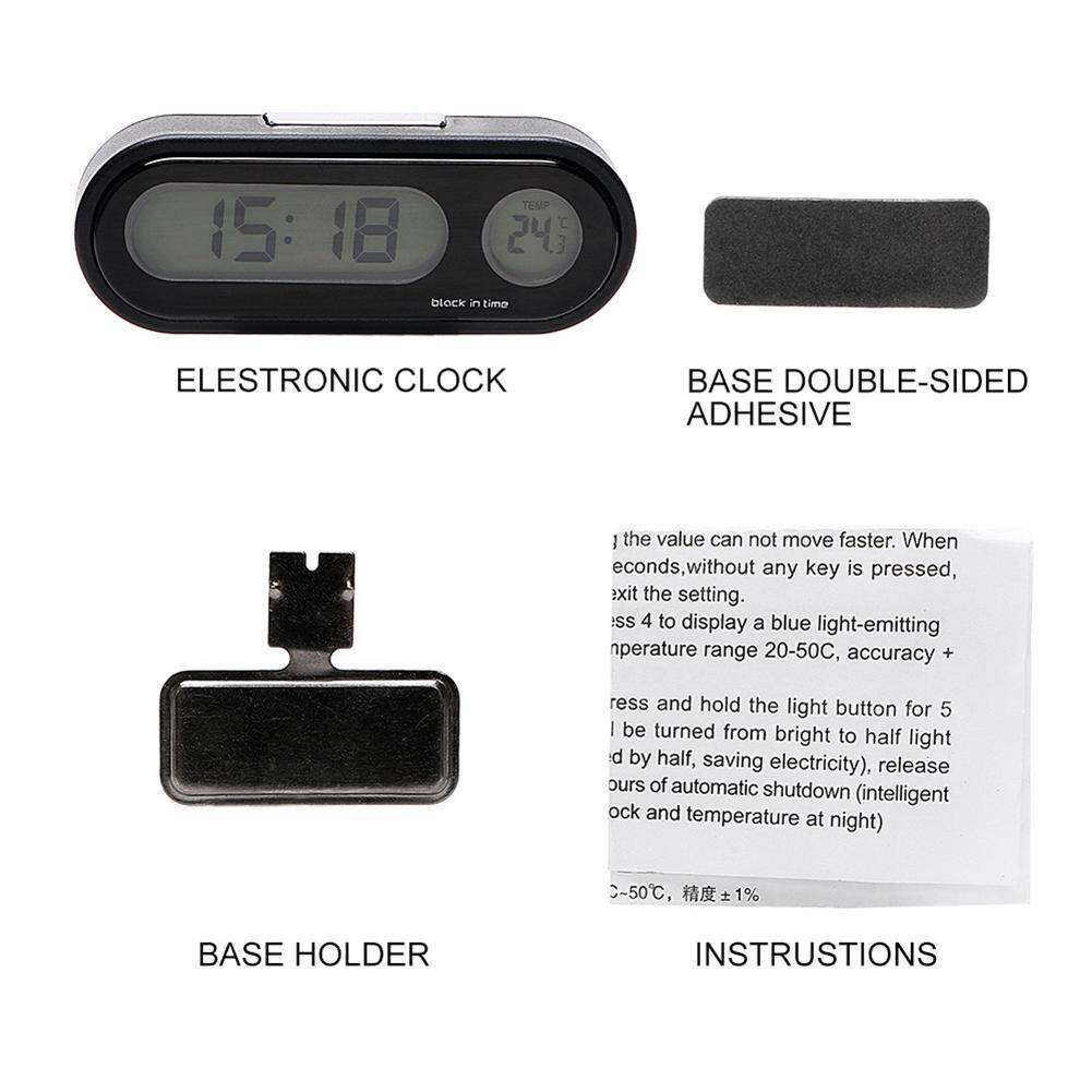 Xe Mini Đồng Hồ Điện Tử Đồng Hồ Xem Giờ Bảng Đồng Hồ Ô Tô Đồng Hồ Nhiệt Kế Sáng Kỹ Thuật Số Màu Đen Hiển Thị Phụ Kiện Xe Hơi【fast】