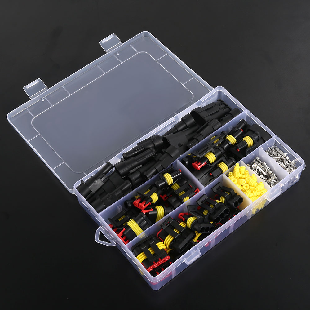 300PCS Dây Điện Giắc Kết Nối 1-4 Pin Way Không Thấm Nước Thiết Bị Đầu Cuối Cầu Chì Lưỡi
