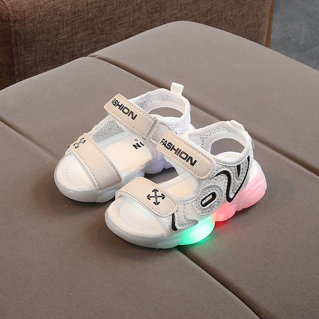 Giá bán CocolMax Trẻ Em Bé Chữ Bãi Biển Đèn LED Dạ Quang Chạy Thể Thao Giày Sandal Xỏ Giày