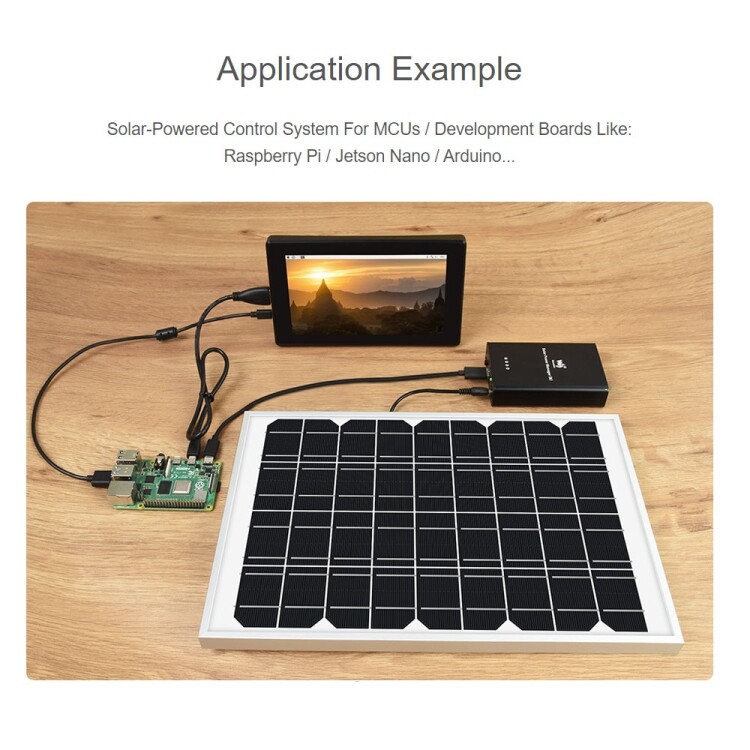 Waveshare Solar Power Manager, Embedded 10000mAh Li-Po , Support 6V~24V Solar Panels