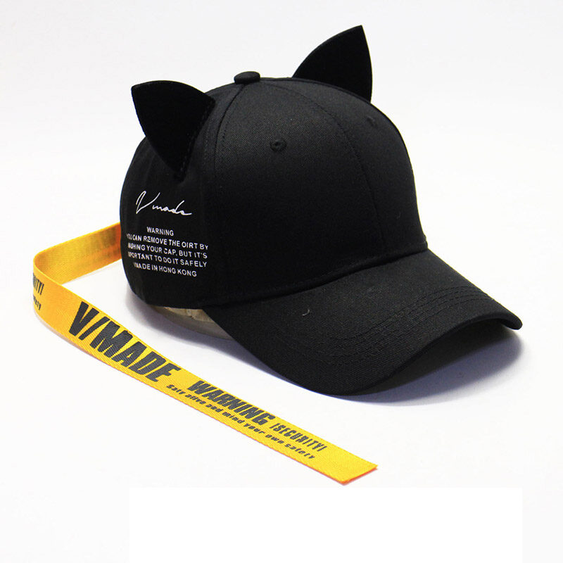 ASRV Baseball cap couple cute long strap cat ear hat ins streamer peaked cap