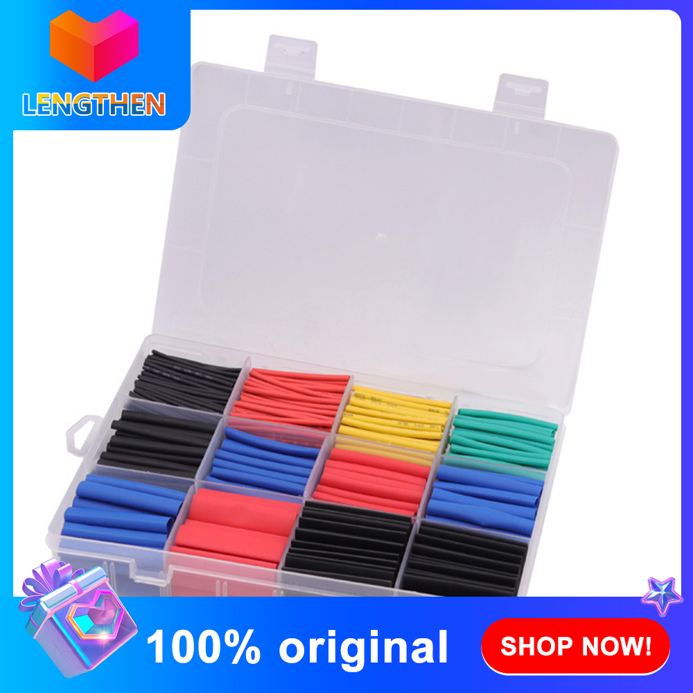 FocusAi 750PCS Polyolefin Heat Shrink Tube Plastic Box Insulation Heat Shrink Combination Tube Sleeve Color Heat Shrink Tube