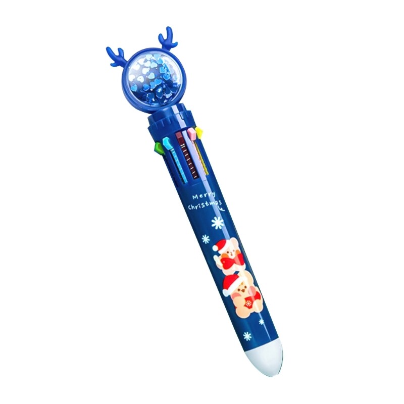 Multicolor Pens 10-in-1 Retractable Ballpoint Pens 10 Vivid-Color in Every Pen Xmas Deer Shuttle Pens for Smooth Writing