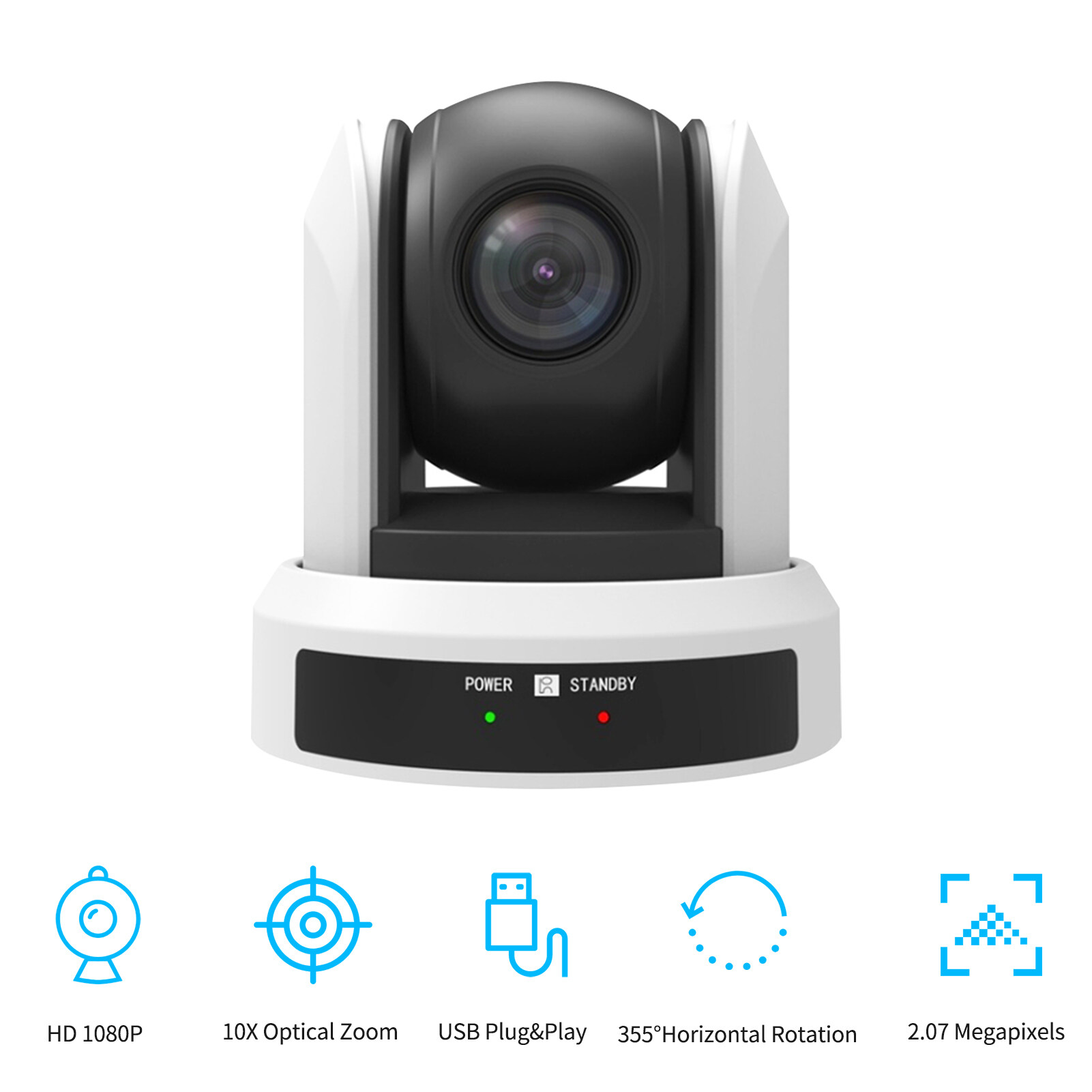 KKmoon Camera PTZ Gắn Tường Cho Hội Nghị Zoom Quang Học 10 Lần Kết Nối USB