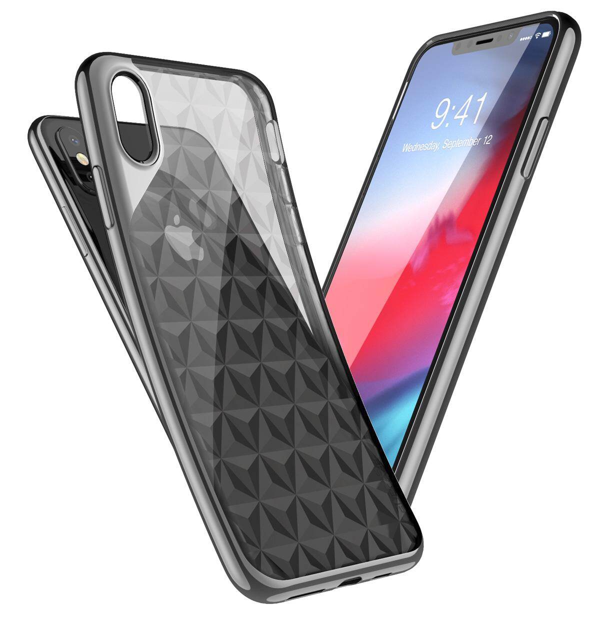NEW Design For iPhone X/ XS/ XR/ Xs Max Case i-Blason Matrix Slim Flexible Clear TPU Protective Case with Electroplated Metallic Bumper