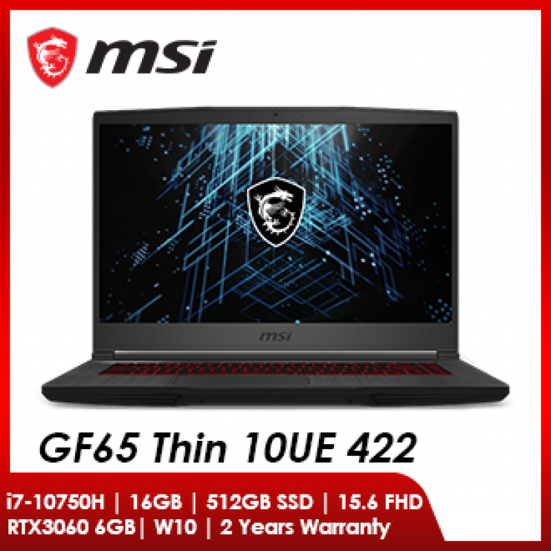 MSI GF65 THIN 10UE-422 (I7-10750H/ 16GB RAM/ 512GB SSD/ RTX3060 MAX-Q 6GB/ 15.6 FHD 144Hz/ W10) Malaysia