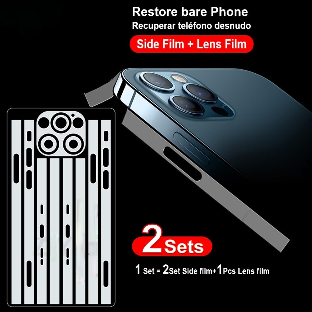 HOCE 2Sets Slim Matte HD Clear Mobile Phone Protective Side Camera Film For iPhone 12 13 Mini 11 Pro XR X XS Max 8 7 Plus TPU Hydrogel Rim Film Lens Frame Protective Film Accessories