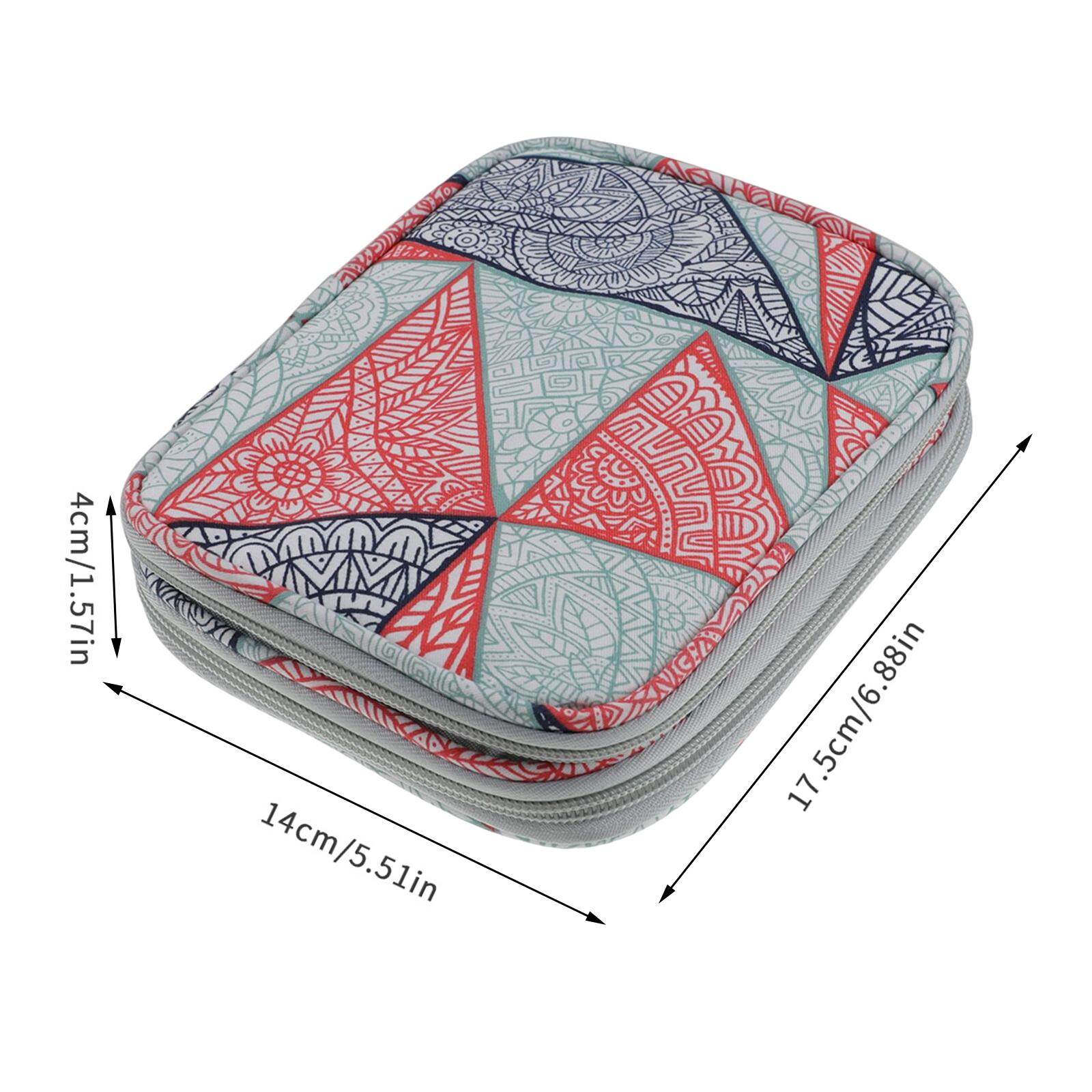 Serbery Crochet Hook Case Empty Zipper Bag Portable Double Layers Sewing Circular Knitting Needle Storage Bag Organizer