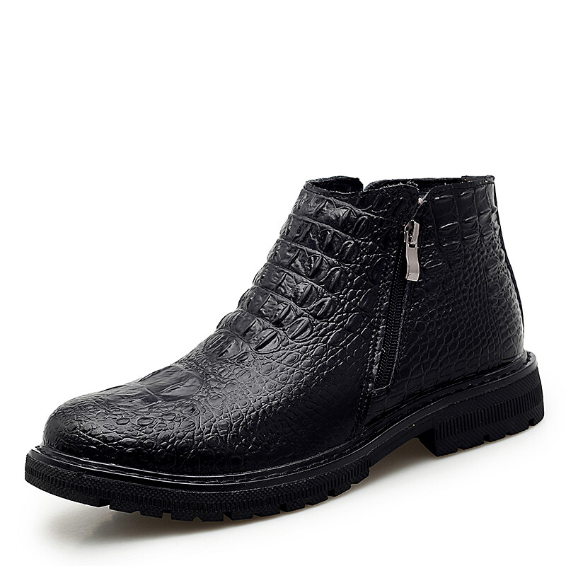 Crocodile Boots Men Dress Shoe 100% Genuine Leather Party Wedding Luxury Casual Formal Fashion Shoes Mens Chelsea Alligator Boot