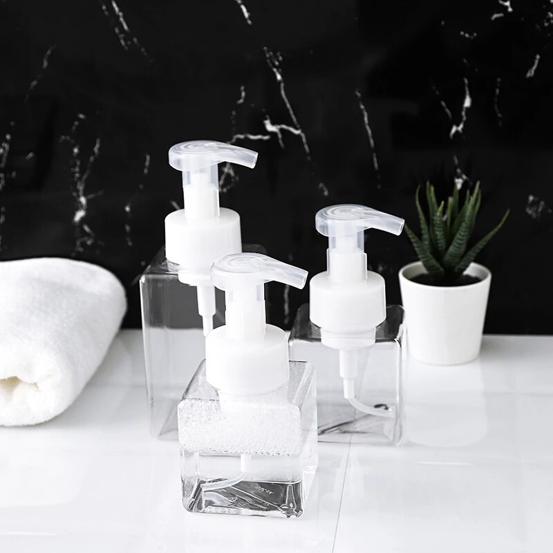 Chai Đựng Xà Phòng Bọt Nhựa Hình Vuông 250Ml/450Ml/Chai Rỗng Bơm Tạo Bọt Xà Phòng/Chai Nhựa Trong Suốt Du Lịch/Bơm Bọt Gel Tắm Lỏng